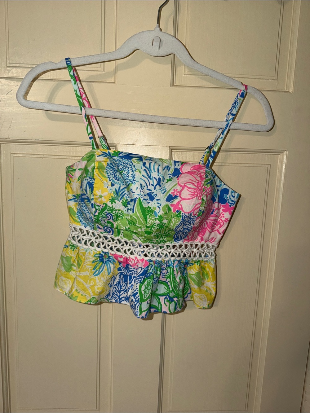 Lilly Pulitzer Multi-Color Floral Crochet-Trim Camisole